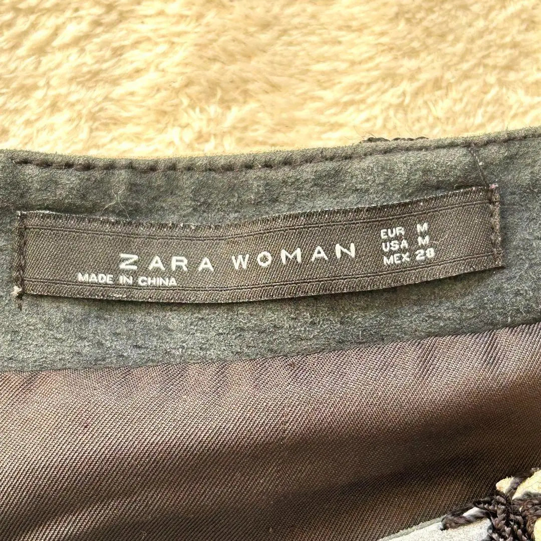 [Zara Mujer] Falda mini de patchwork de ante con diseño color block M