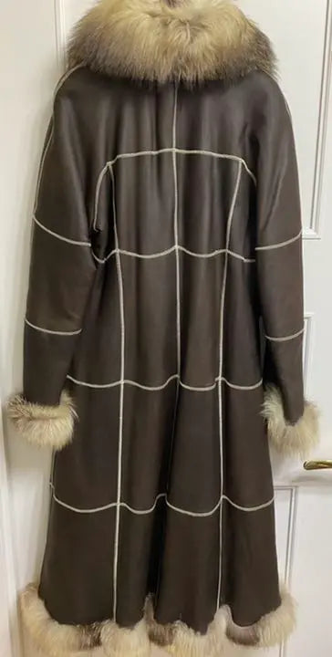 Lamb leather long coat