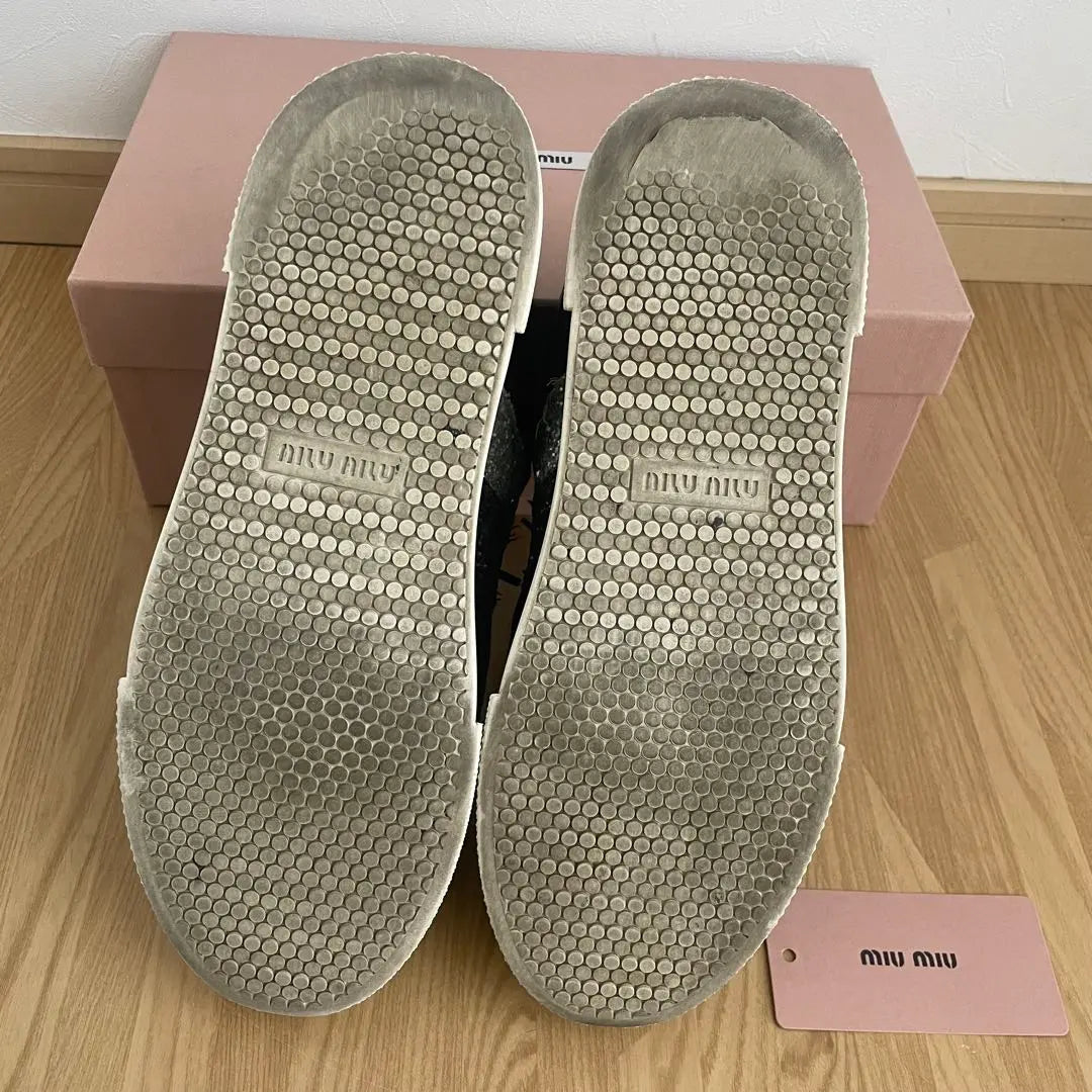 zapatillas miumiu con purpurina brillante para mujer 24,5 cm | miumiu ミュウミュウ キラキララメ スニーカー レディース 24.5㎝