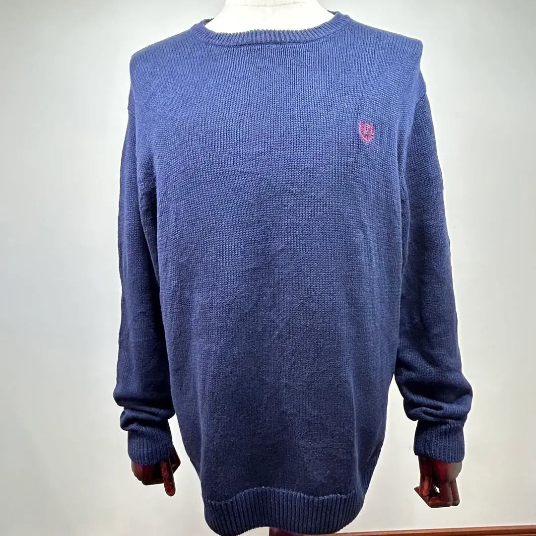 [Good Condition] CHAPS Ralph Lauren One Point Embroidered Logo Sweater Men's L