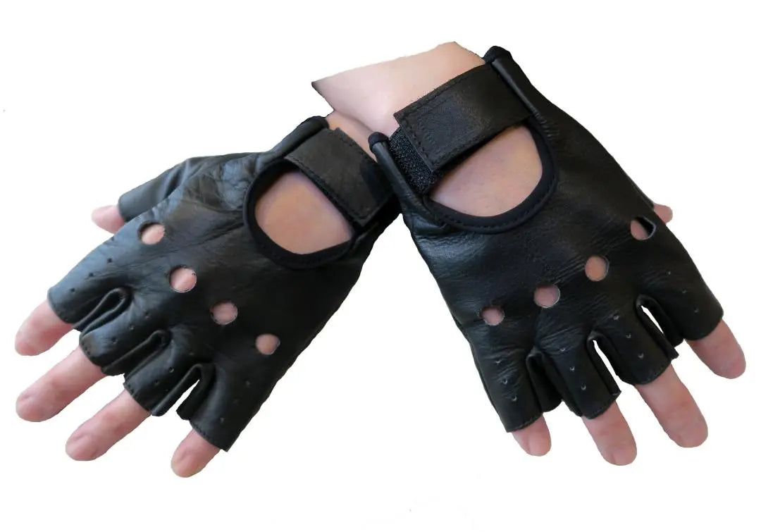 LL Leather Gloves Genuine Leather Cowhide Fingerless Fingerless Punk Rock