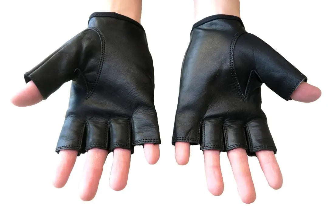 LL Leather Gloves Genuine Leather Cowhide Fingerless Fingerless Punk Rock