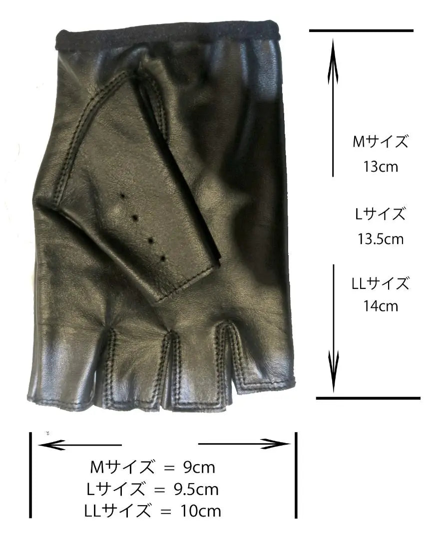 LL Leather Gloves Genuine Leather Cowhide Fingerless Fingerless Punk Rock