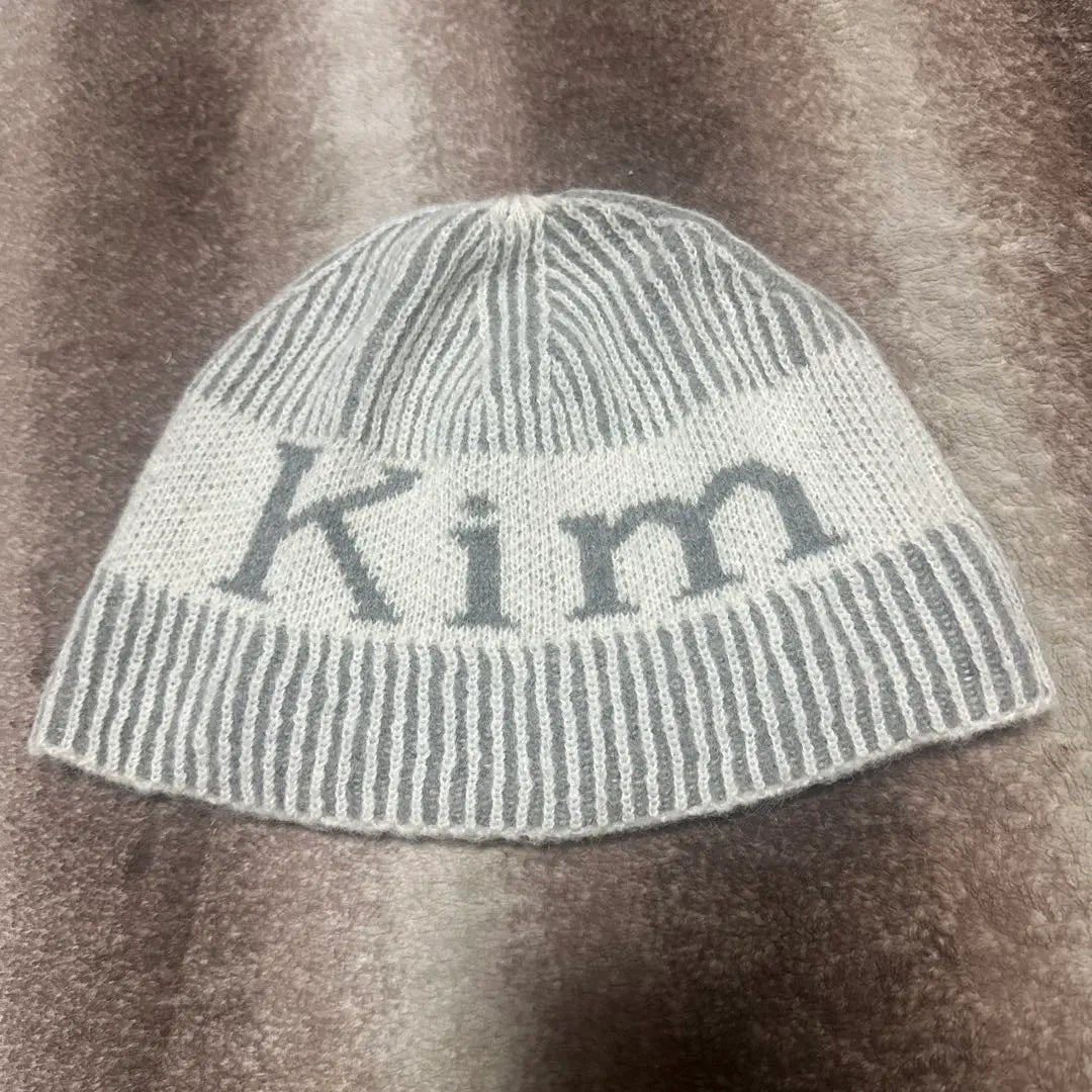 MATIN KIM knit hat gray/white | Matin kim ニット帽 グレー/ホワイト