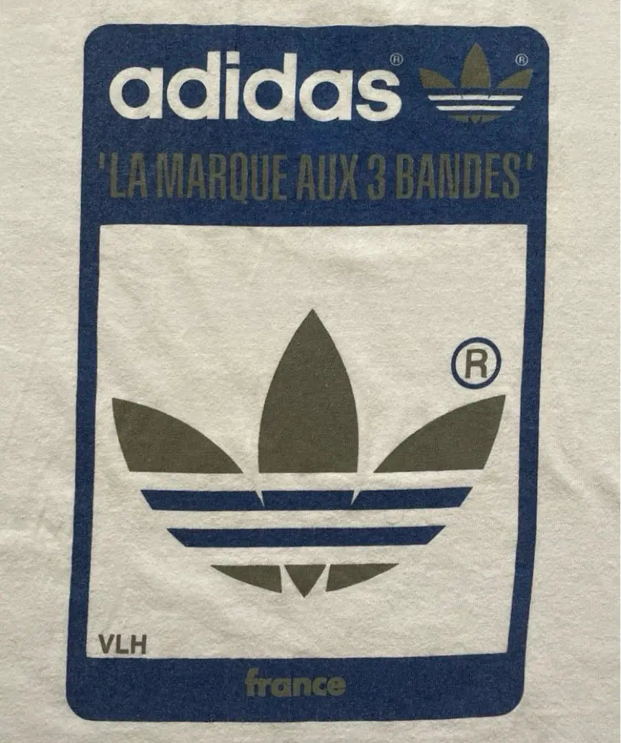 ★[Raro] Camiseta adidas con etiqueta de trébol y bandera universal de los años 80, fabricada en EE. UU., XL