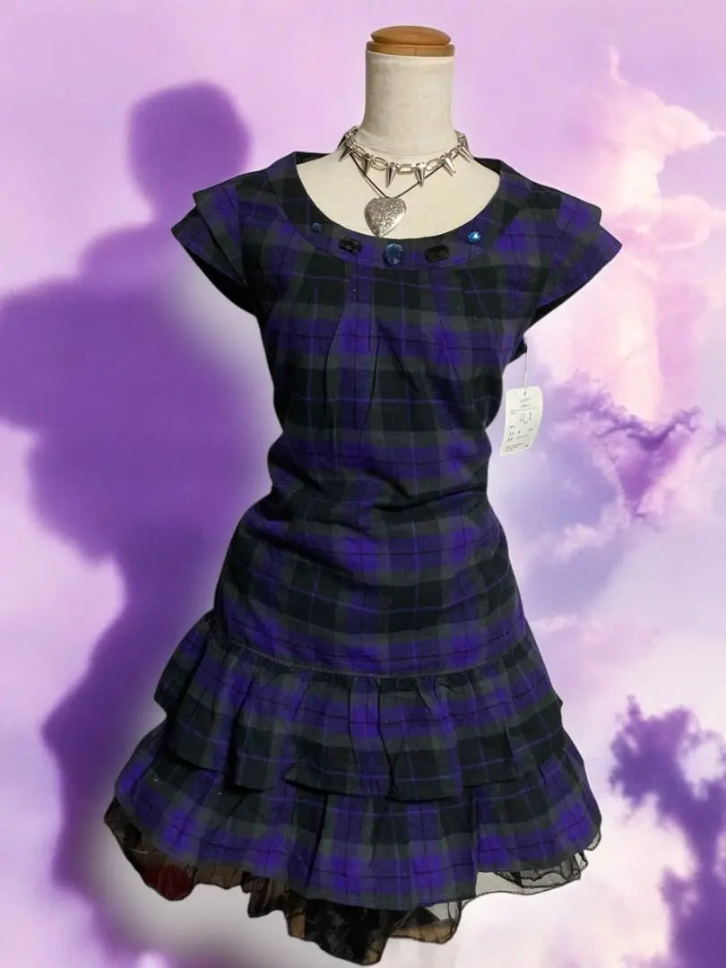 00s y2k fairy grunge NANA bijou check frill mini dress