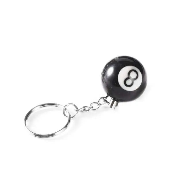 Eightball Keychain Billiards 8 Ball Keyring Strap Black