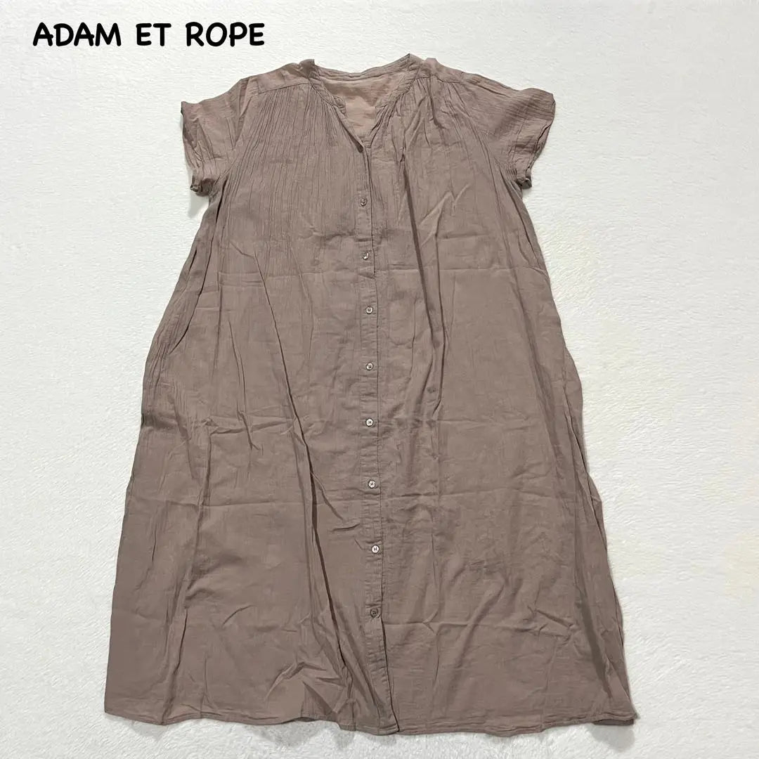 t1397 [Adam Erope] Shirt dress, short sleeves, loose, long