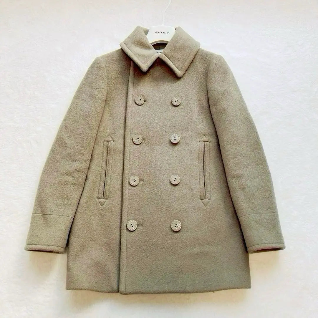 HYKE Peacoat Wool Melton Wool Double Anchor Button