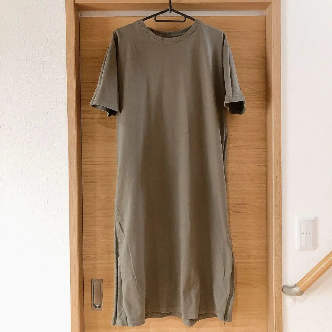 ◎ Heart Market Khaki Slit Dress Zipper Stylish Design