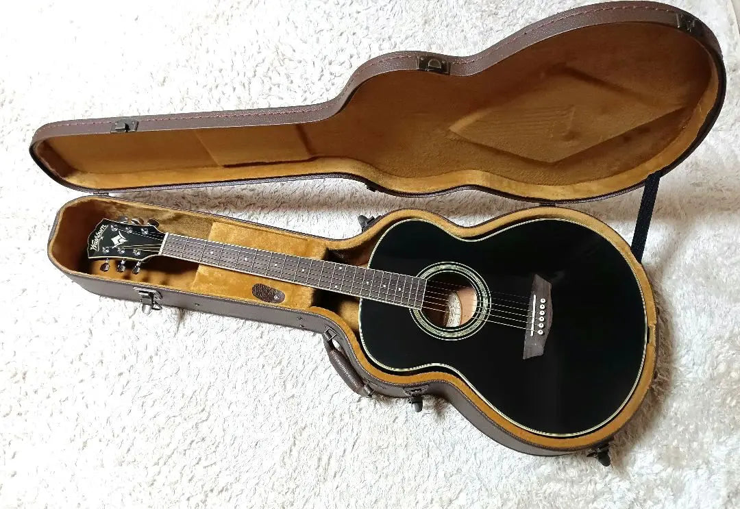 Good condition WASHBURN Acoustic Guitar Genuine Hard Case