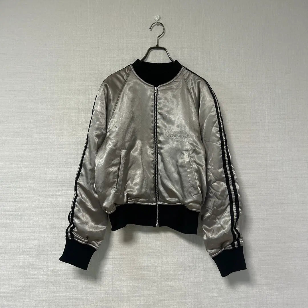 Club Angel Silver Shiny No Collar Blouson Jacket MA-1