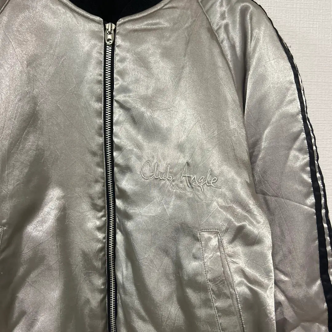 Club Angel Silver Shiny No Collar Blouson Jacket MA-1