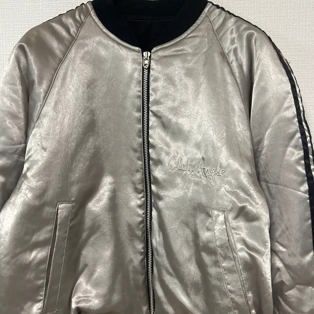 Club Angel Silver Shiny No Collar Blouson Jacket MA-1