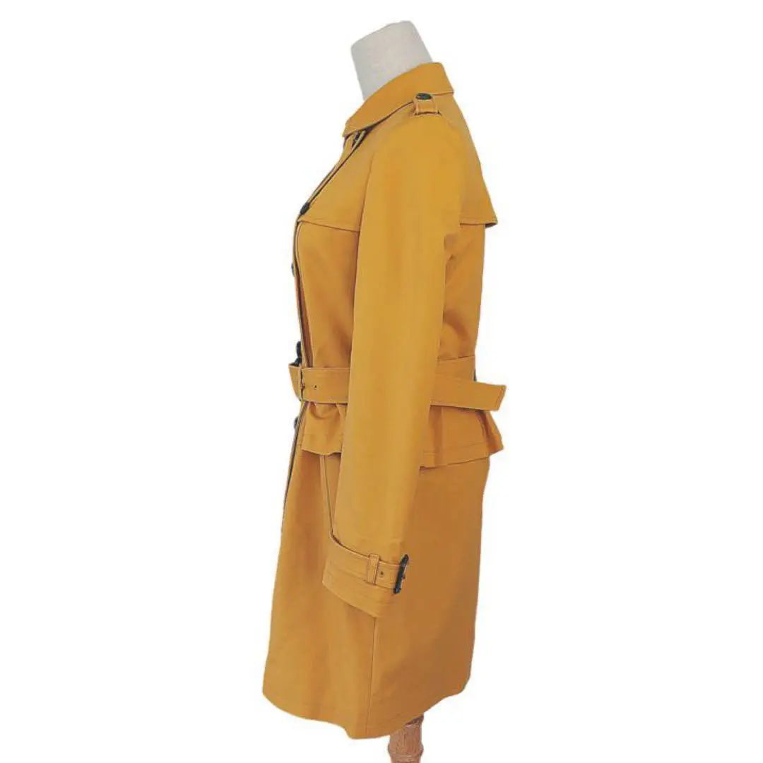 Andumi Trench Coat Cotton Blend Yellow Double Button Ruffles 1244