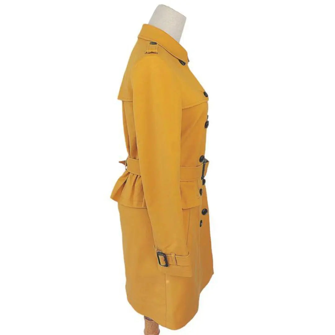 Andumi Trench Coat Cotton Blend Yellow Double Button Ruffles 1244