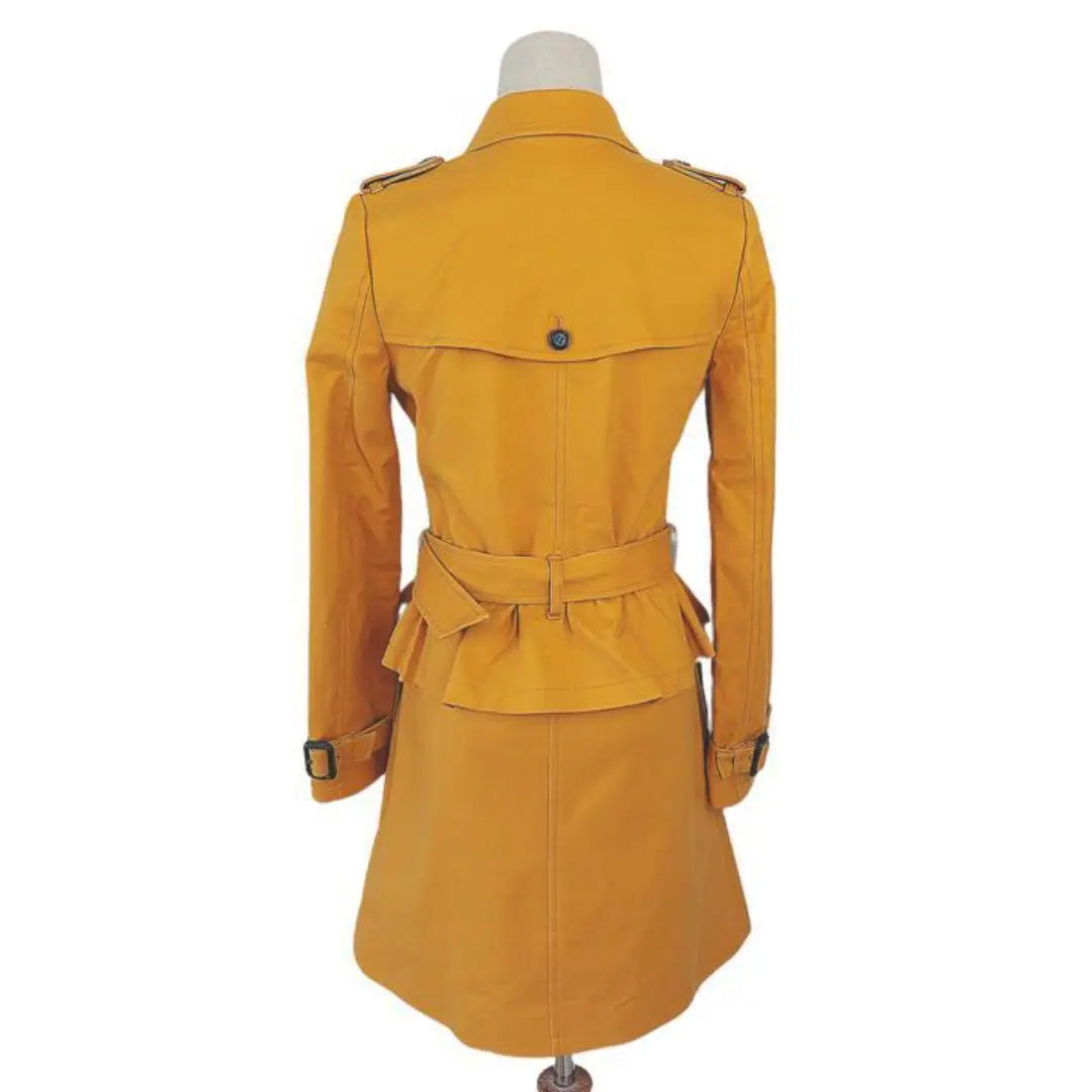 Andumi Trench Coat Cotton Blend Yellow Double Button Ruffles 1244