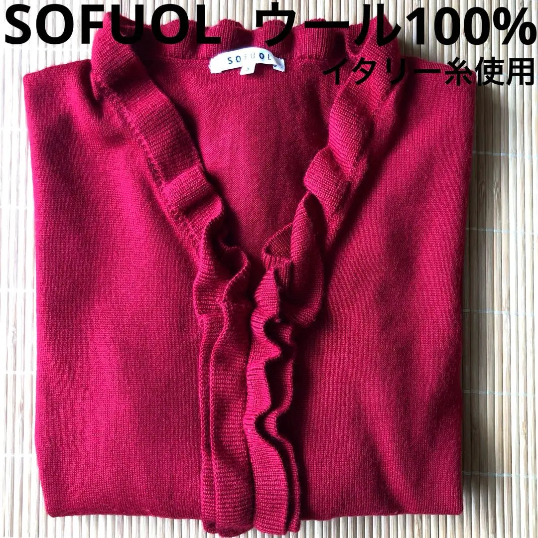 [SOFUOL Daimaru Department Store] 100% wool high quality Italian yarn red long sleeve knit 3ML