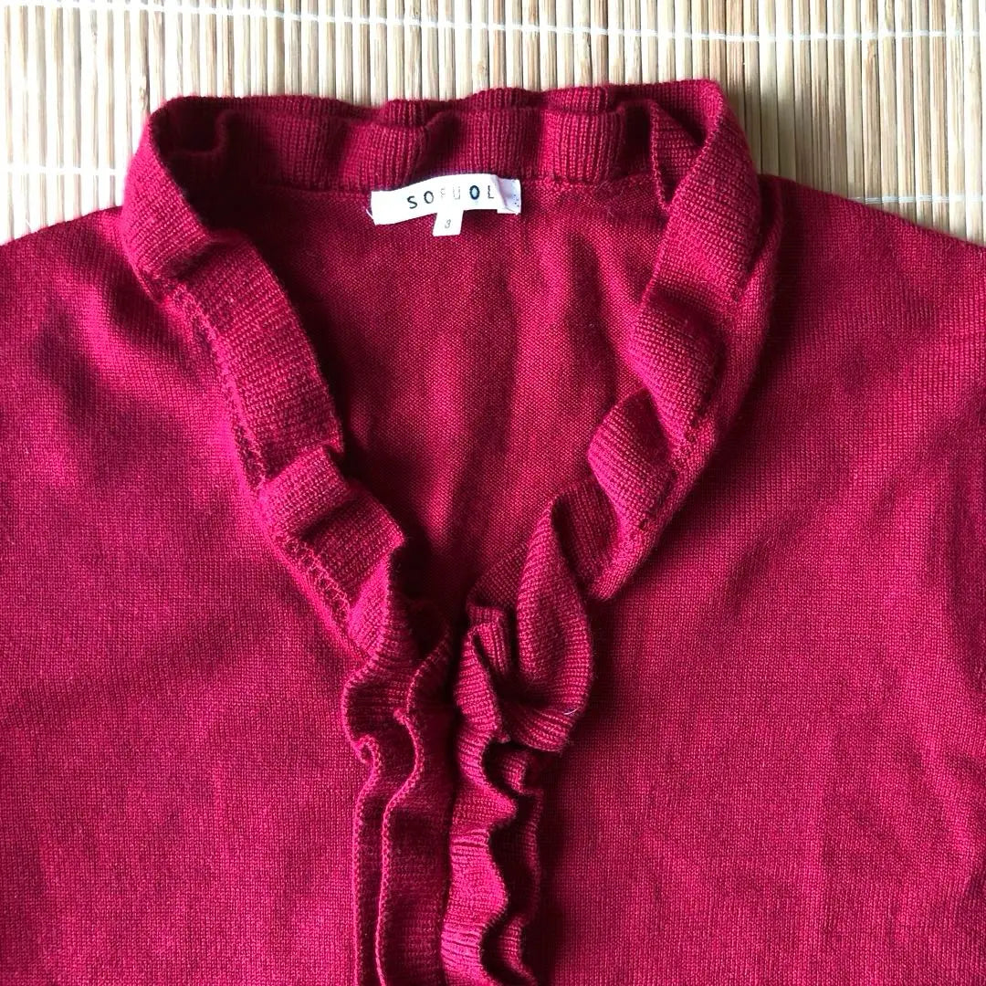 [SOFUOL Daimaru Department Store] 100% wool high quality Italian yarn red long sleeve knit 3ML