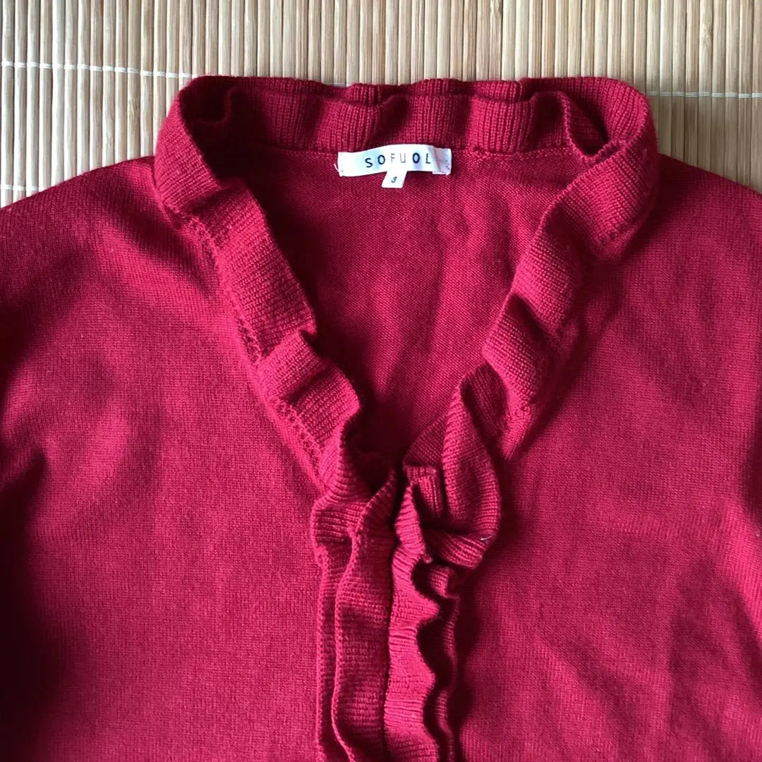 [SOFUOL Daimaru Department Store] 100% wool high quality Italian yarn red long sleeve knit 3ML