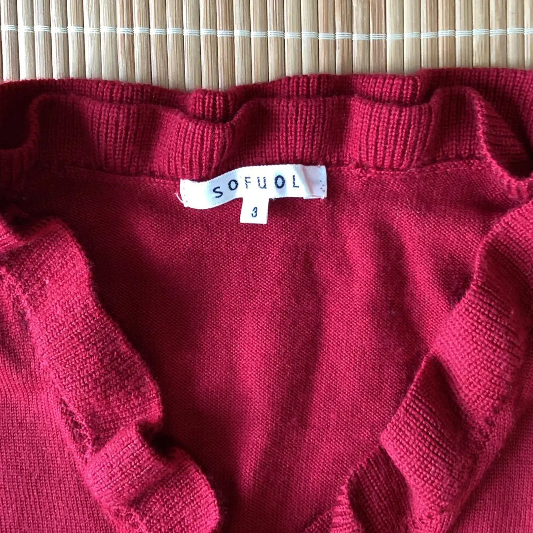 [SOFUOL Daimaru Department Store] 100% wool high quality Italian yarn red long sleeve knit 3ML