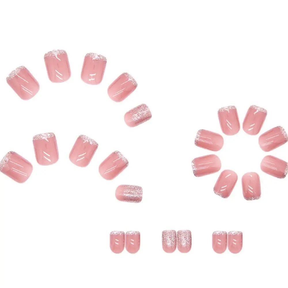 [Dulce ♡] Punta de uña, rosa, femenina, brillante, simple, adhesiva, Corea, uñas postizas