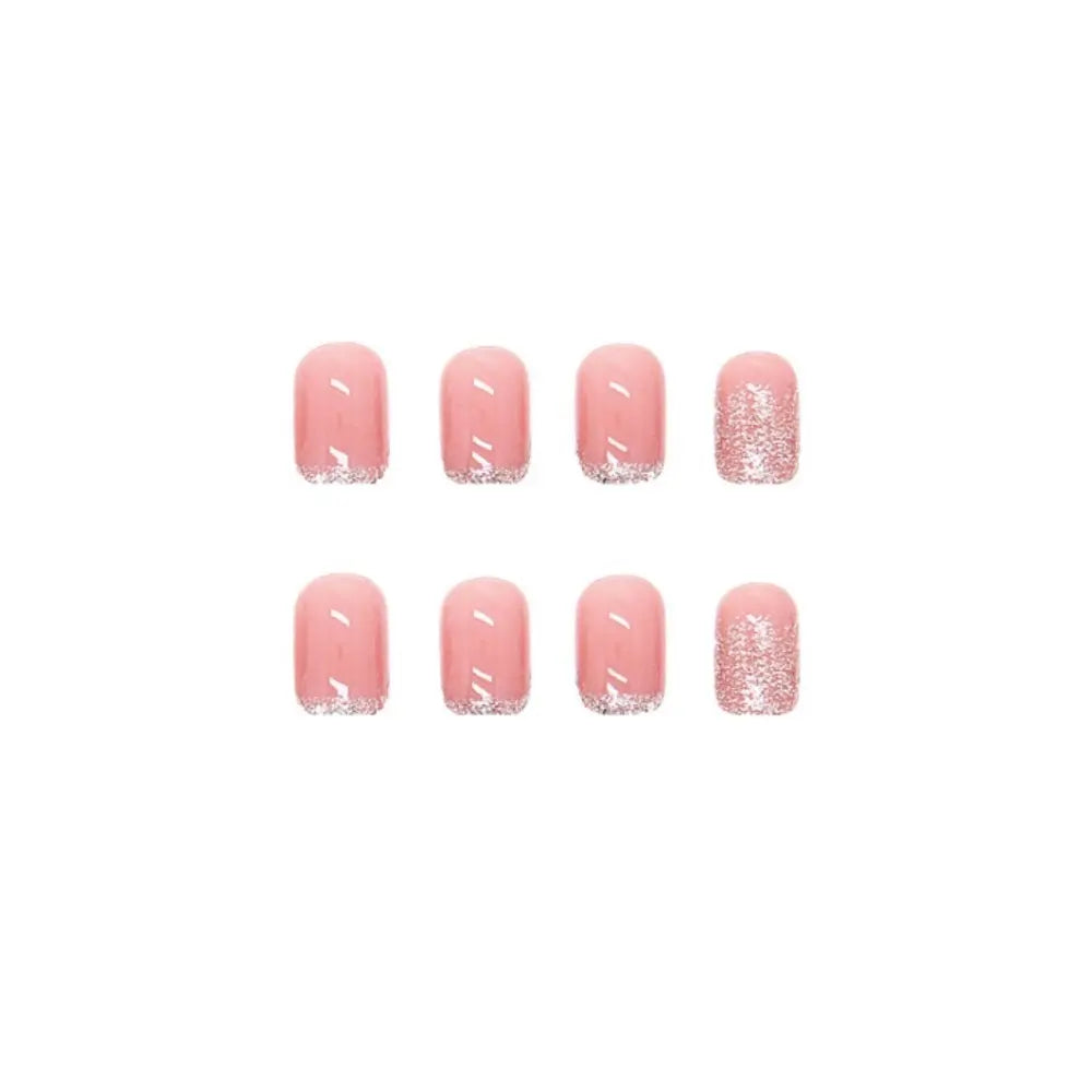 [Dulce ♡] Punta de uña, rosa, femenina, brillante, simple, adhesiva, Corea, uñas postizas