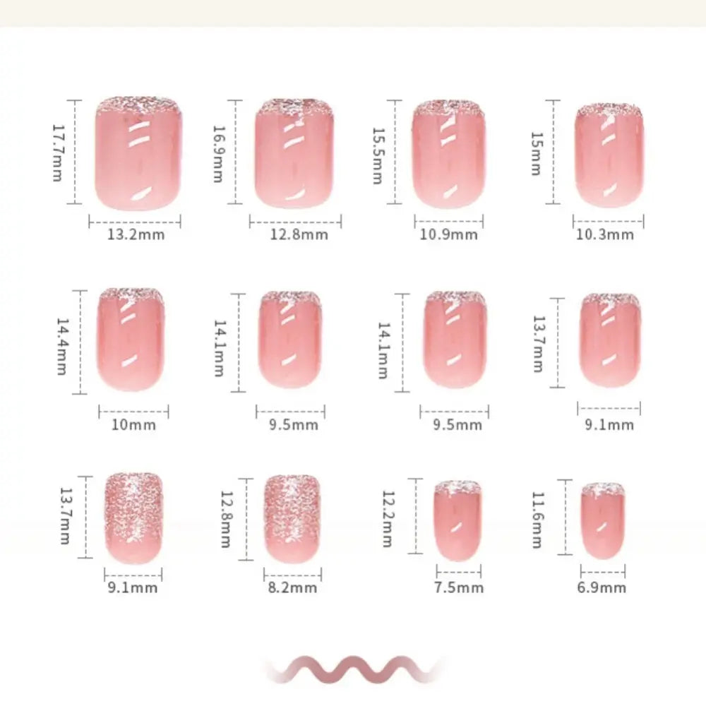 [Sweet ♡] Nail tip, pink, girly, glitter, simple, adhesive, Korea, fake nails