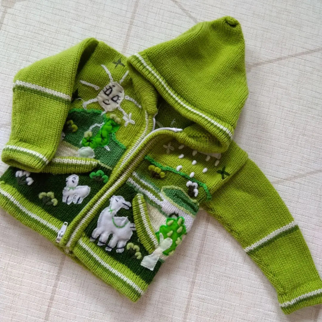 One-of-a-kind baby clothes, hand-knitted hoodies, alpaca, llama