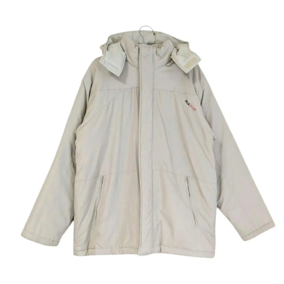 Filosports ⿻ Large size hood with cotton cotton down jacket beige LL