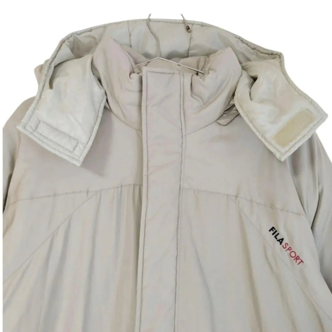 Filosports ⿻ Large size hood with cotton cotton down jacket beige LL