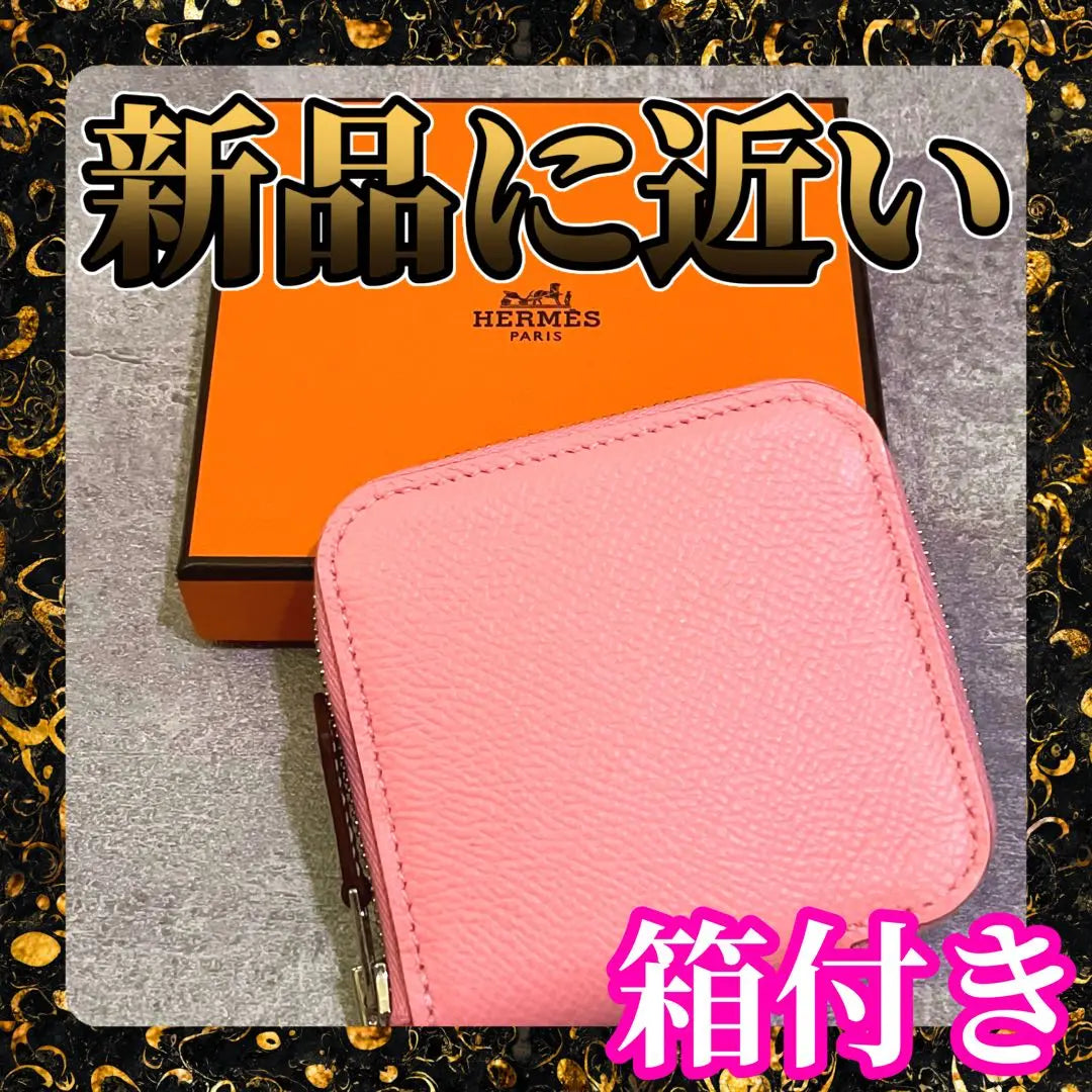 [Con caja] Monedero Hermes Azap Silk In Coin Case en color rosa