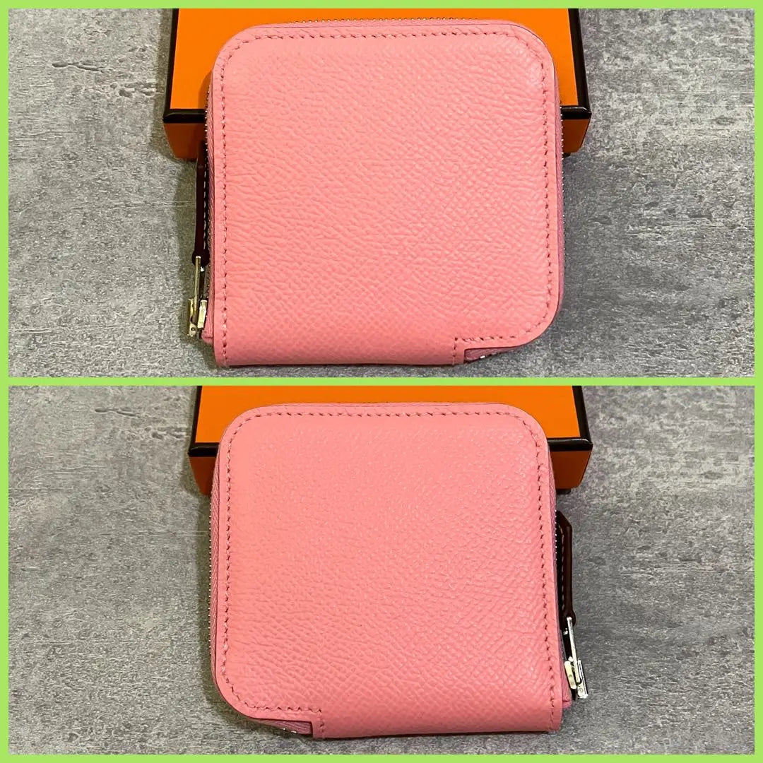 [Con caja] Monedero Hermes Azap Silk In Coin Case en color rosa