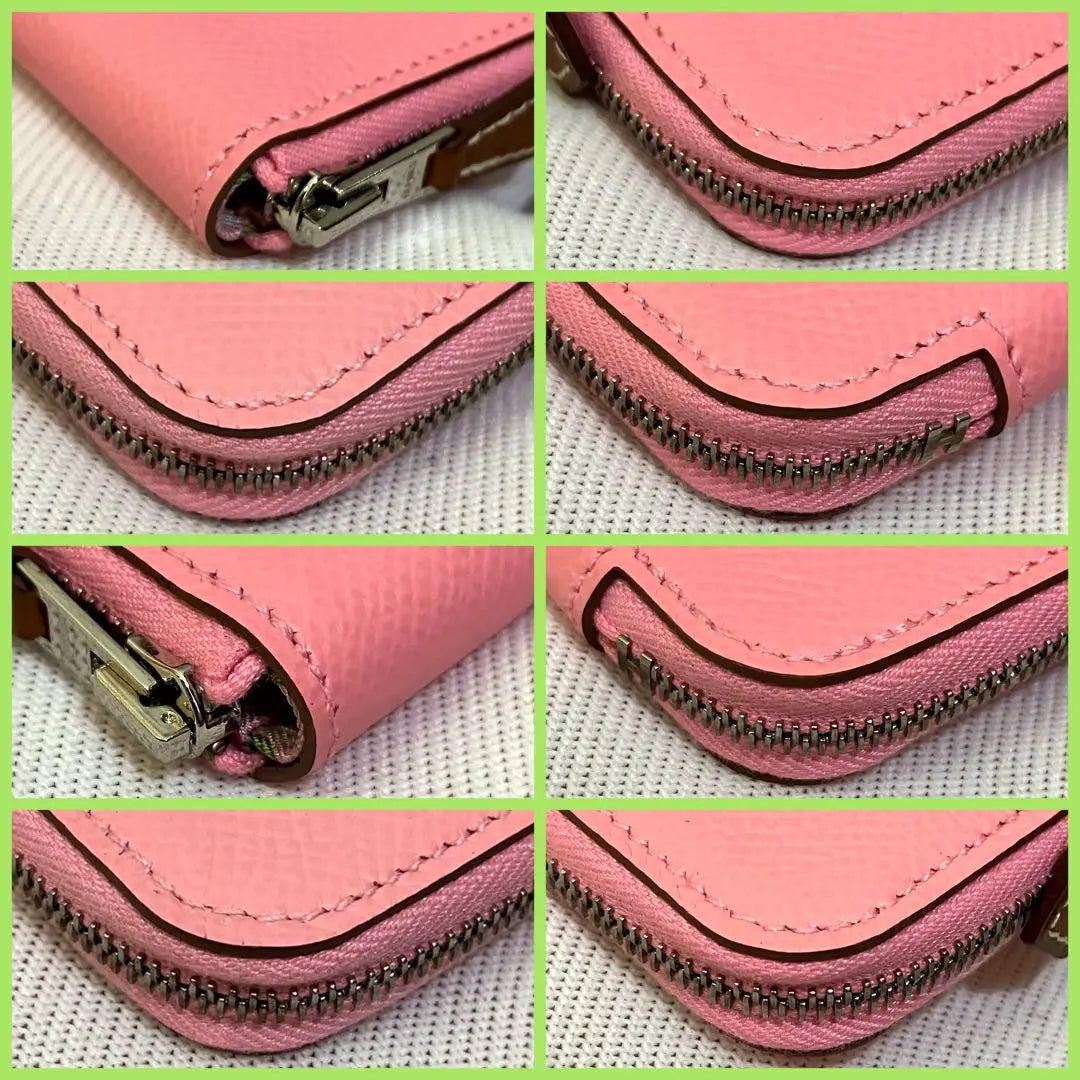 [Con caja] Monedero Hermes Azap Silk In Coin Case en color rosa