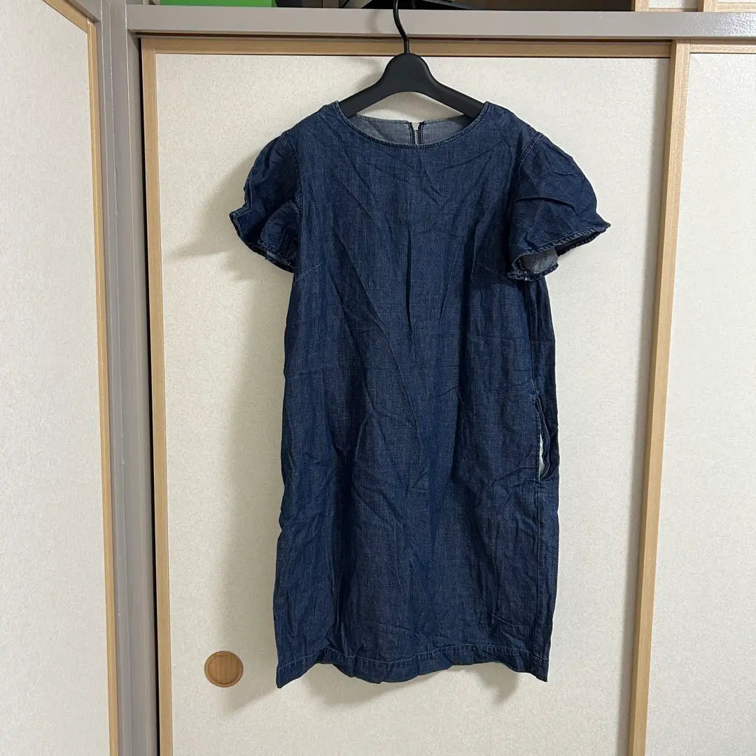 GU Dark Blue Short Sleeve Denim Dress, Size M