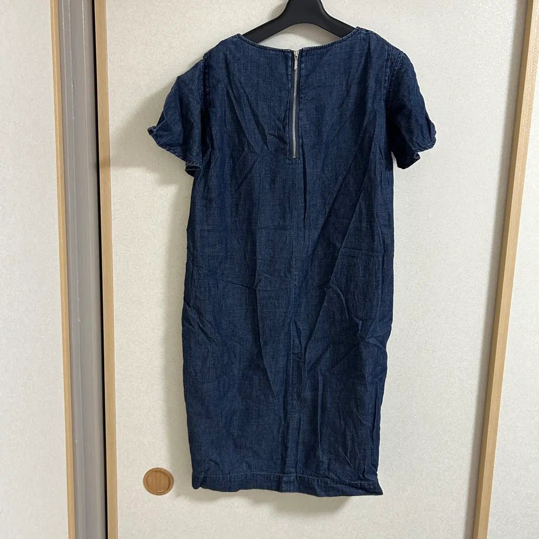 GU Dark Blue Short Sleeve Denim Dress, Size M