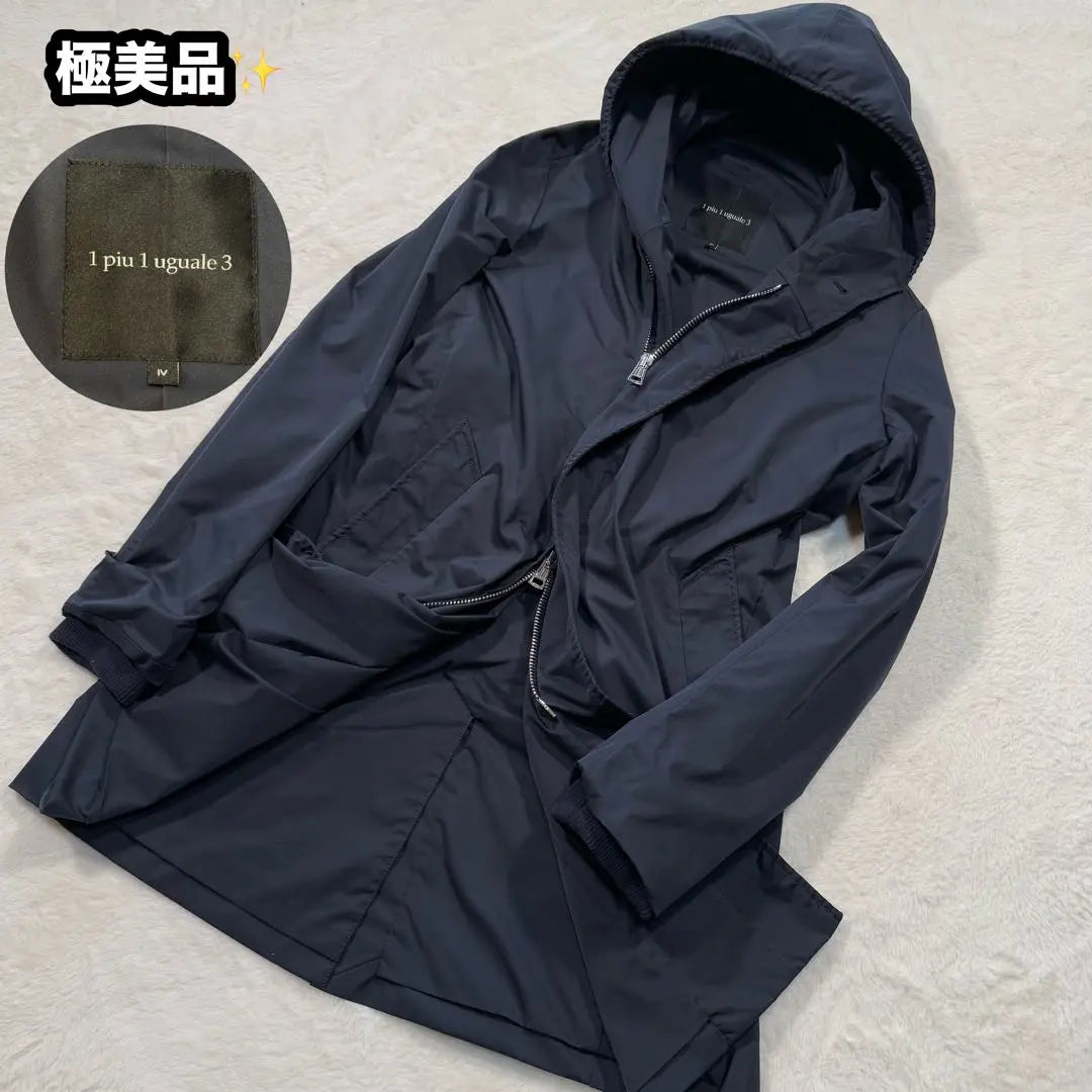 Superb condition 1 piu 1 uguale 3 hooded coat double zip navy