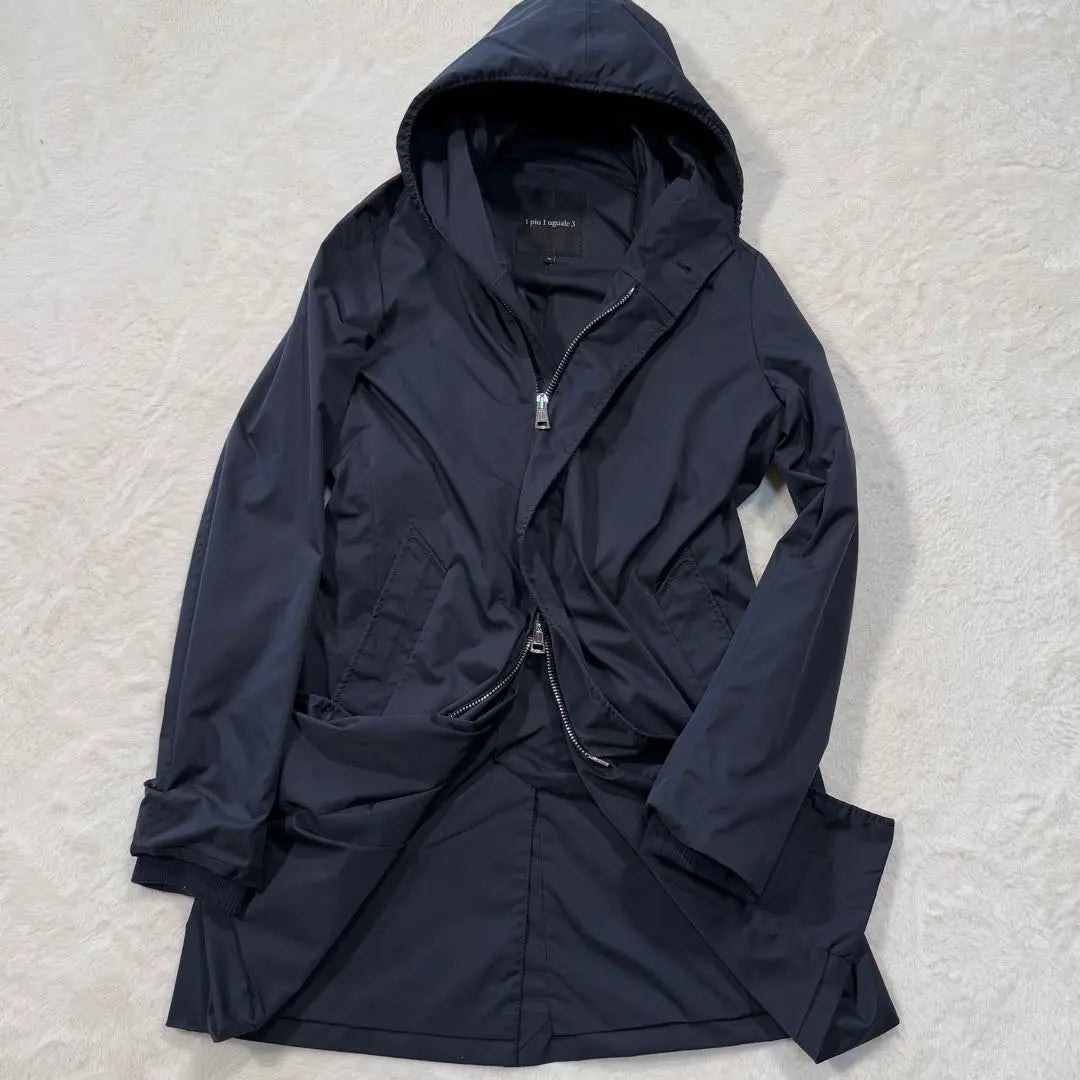 Superb condition 1 piu 1 uguale 3 hooded coat double zip navy