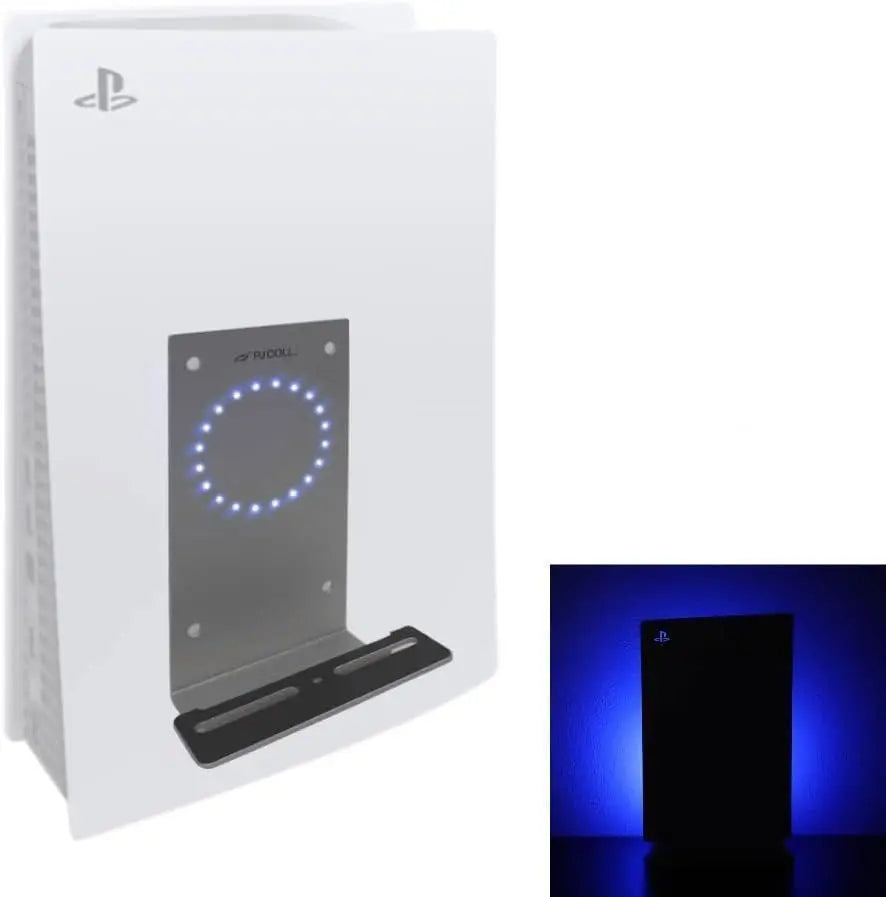 Aluminum wall-mounted holder for PlayStation 5, LED mood