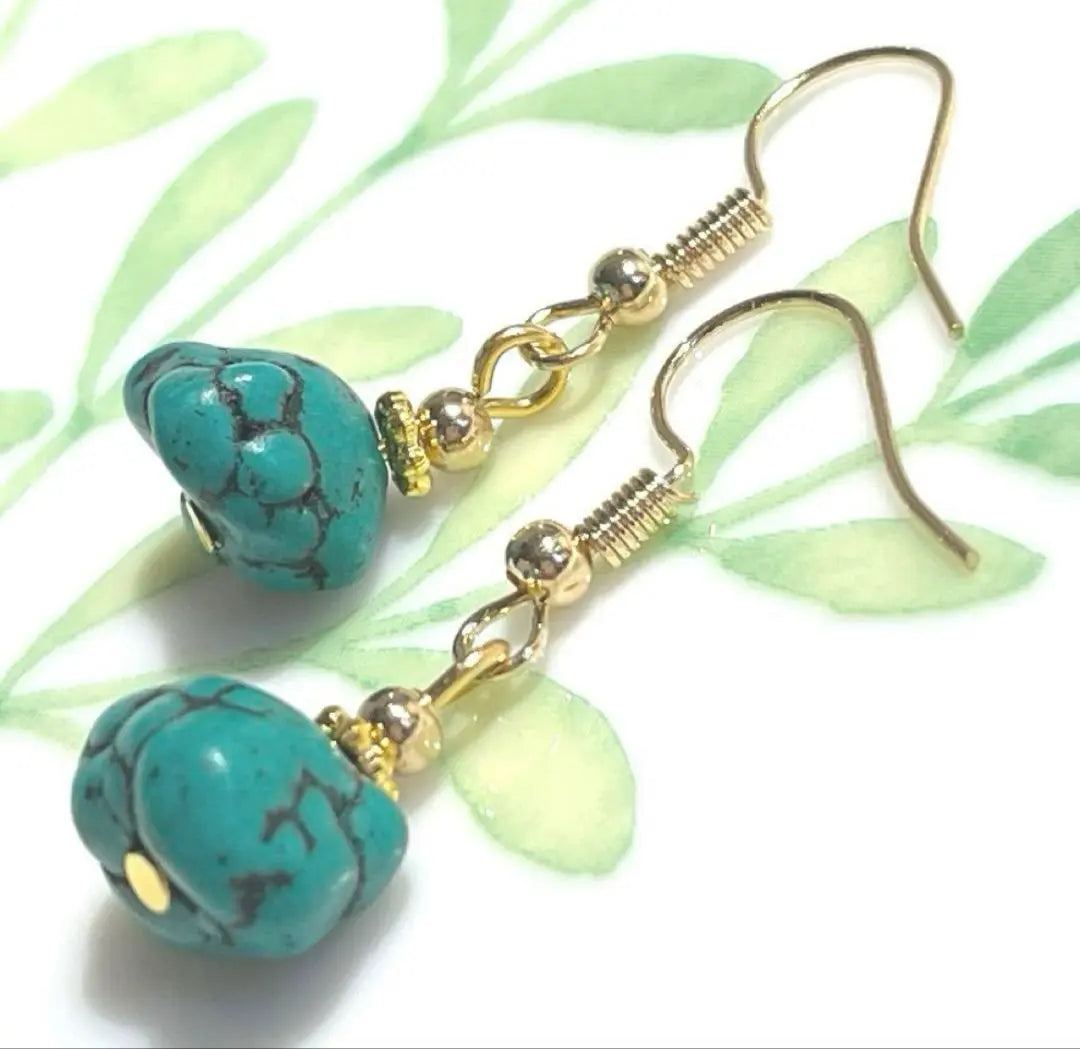 ☆THANK YOU SALE ☆Nugget Turquoise Earrings ☆Power Stone