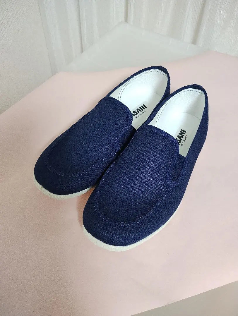 ★New★Made in Japan★Asahi shoes★Slip-ons★Navy★510★24.5cm★3E