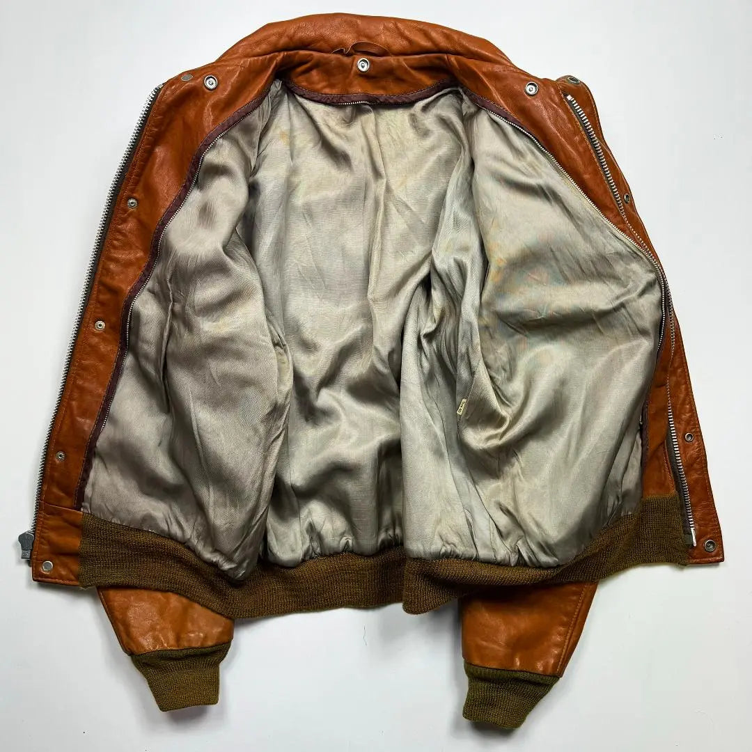 [Foto] A-2 Chaqueta de vuelo de cuero genuino 40 ◆ Ropa usada cuero vintage G-1 | 【ショット】A-2本革レザーフライトジャケット40◆古着ビンテージ革ジャンG-1