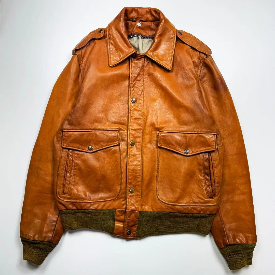 [Foto] A-2 Chaqueta de vuelo de cuero genuino 40 ◆ Ropa usada cuero vintage G-1 | 【ショット】A-2本革レザーフライトジャケット40◆古着ビンテージ革ジャンG-1