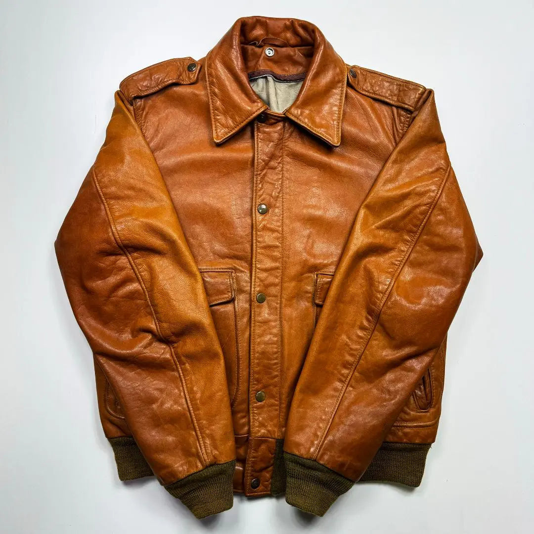 [Foto] A-2 Chaqueta de vuelo de cuero genuino 40 ◆ Ropa usada cuero vintage G-1 | 【ショット】A-2本革レザーフライトジャケット40◆古着ビンテージ革ジャンG-1