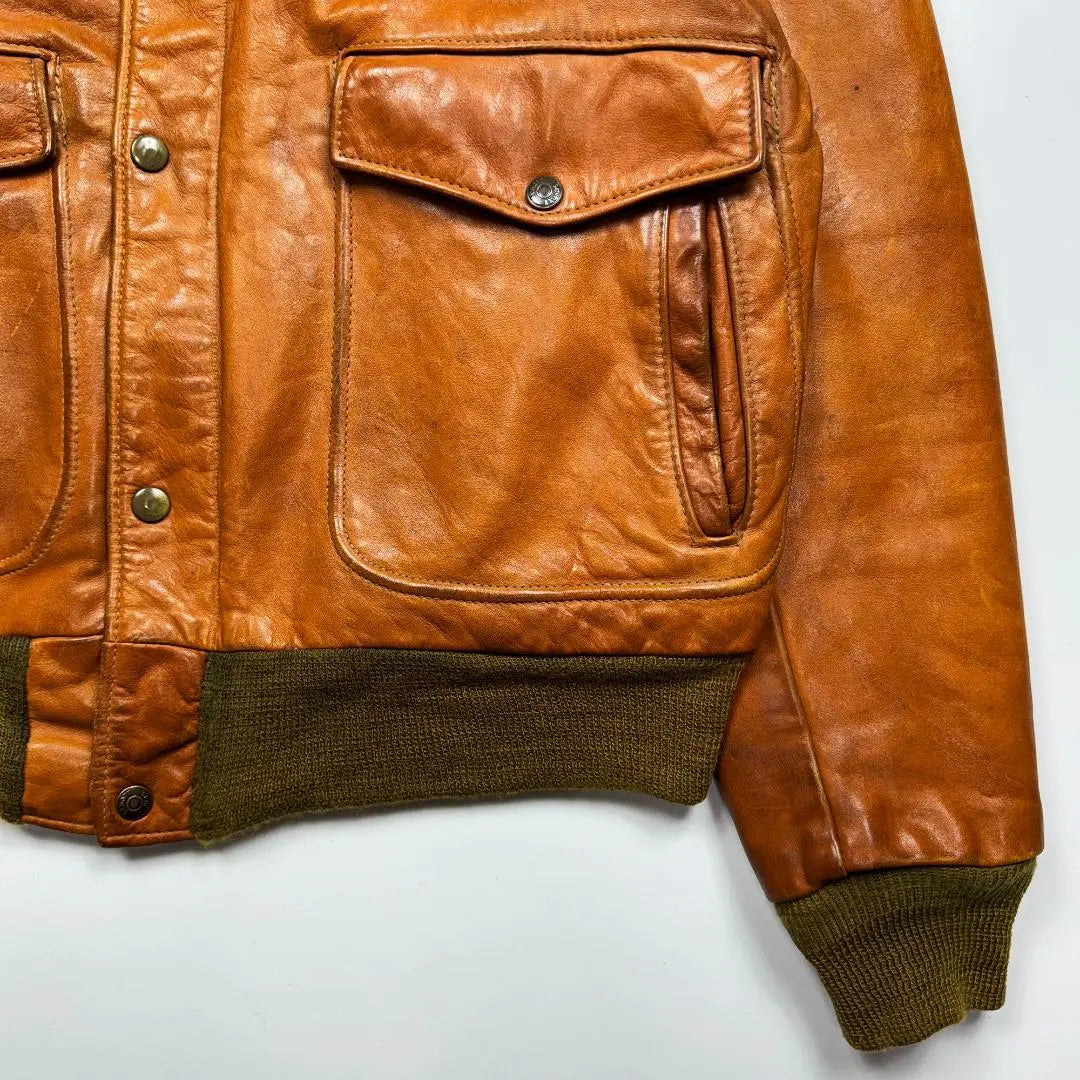 [Foto] A-2 Chaqueta de vuelo de cuero genuino 40 ◆ Ropa usada cuero vintage G-1 | 【ショット】A-2本革レザーフライトジャケット40◆古着ビンテージ革ジャンG-1