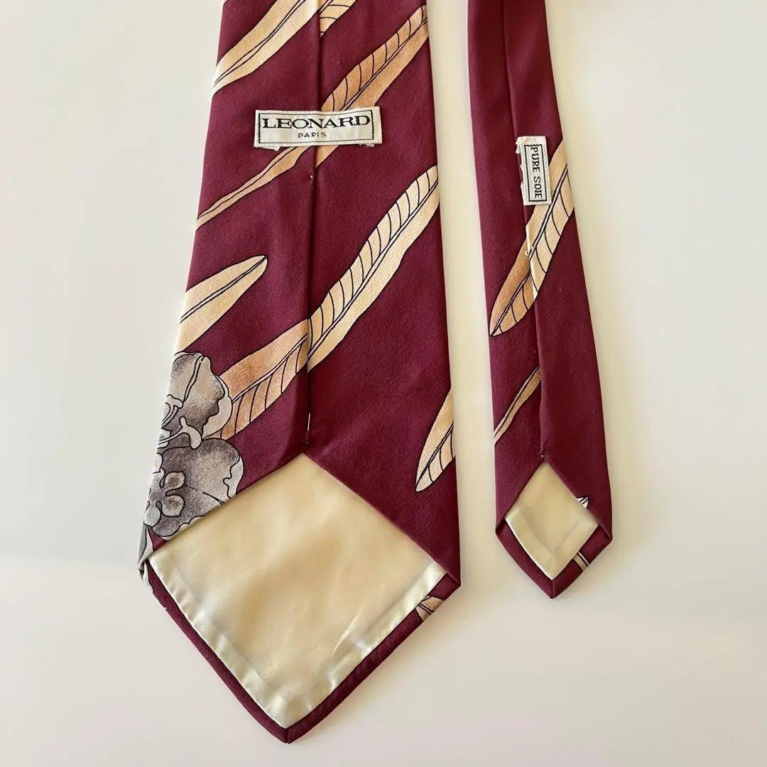 LEONARD LEONARD Tie Plant Bordeaux N870