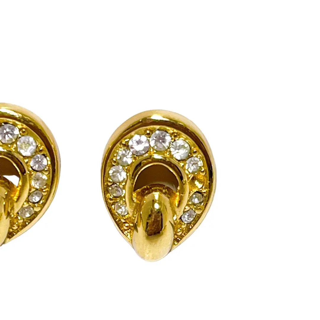 Christian Dior Rhinestone Gold Earrings