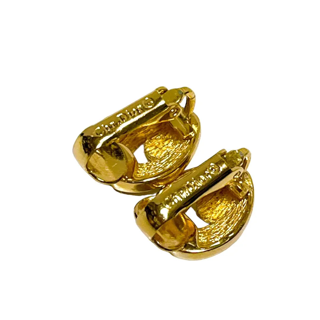 Christian Dior Rhinestone Gold Earrings