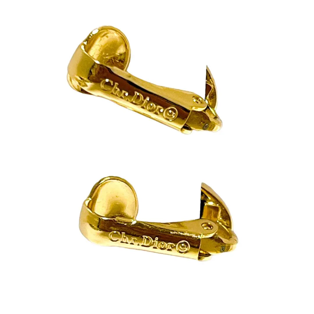 Christian Dior Rhinestone Gold Earrings