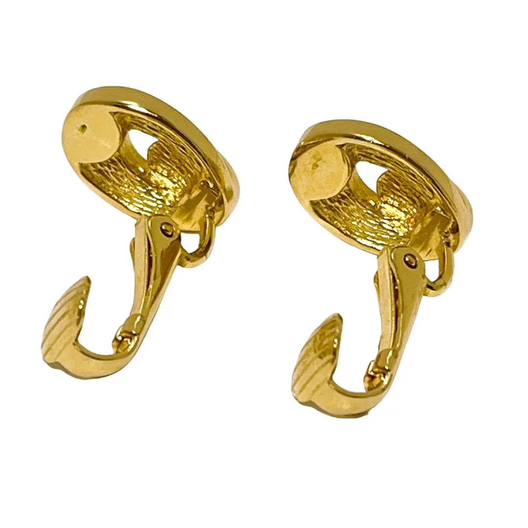 Christian Dior Rhinestone Gold Earrings